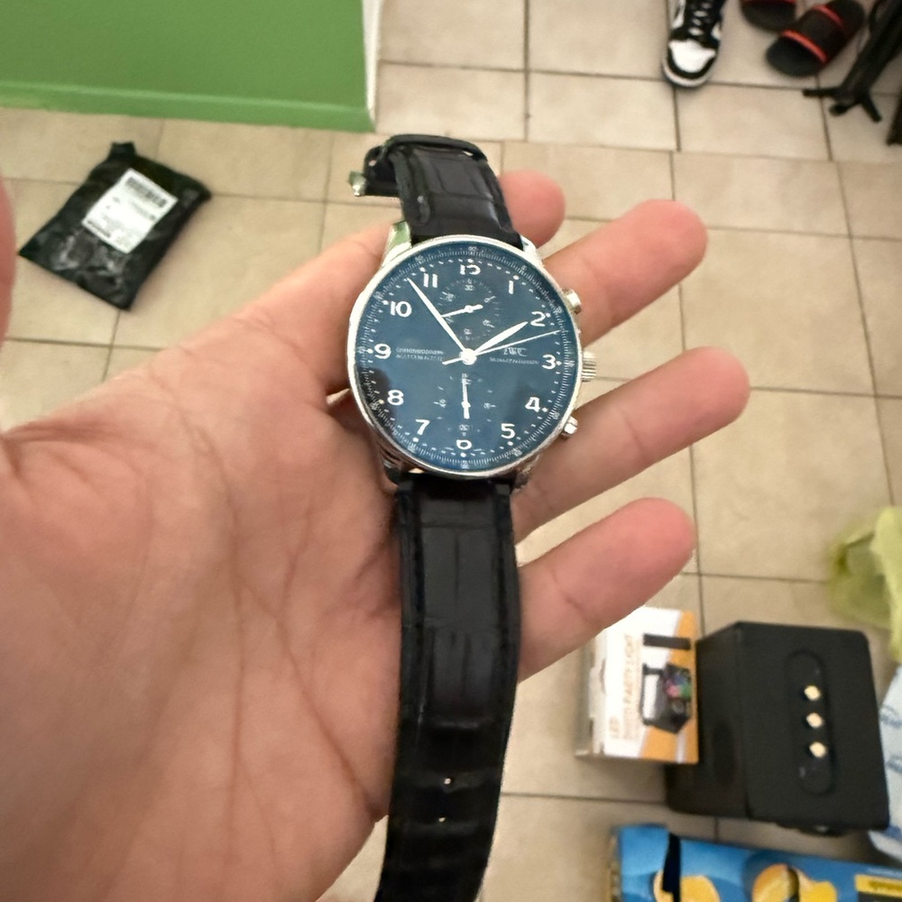 Iwc portuguese watch chronograph 371438 with authentic papers and certificate